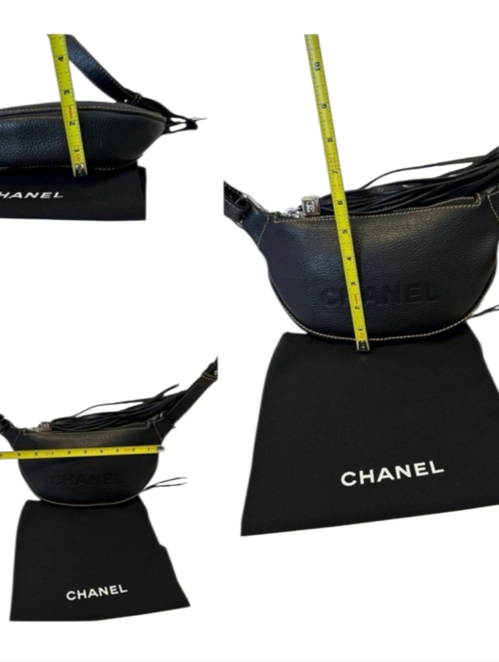 CHANEL Black Crescent Leather Shoulder/crossbody Bag with Tassel Accent - Picture 7 of 11